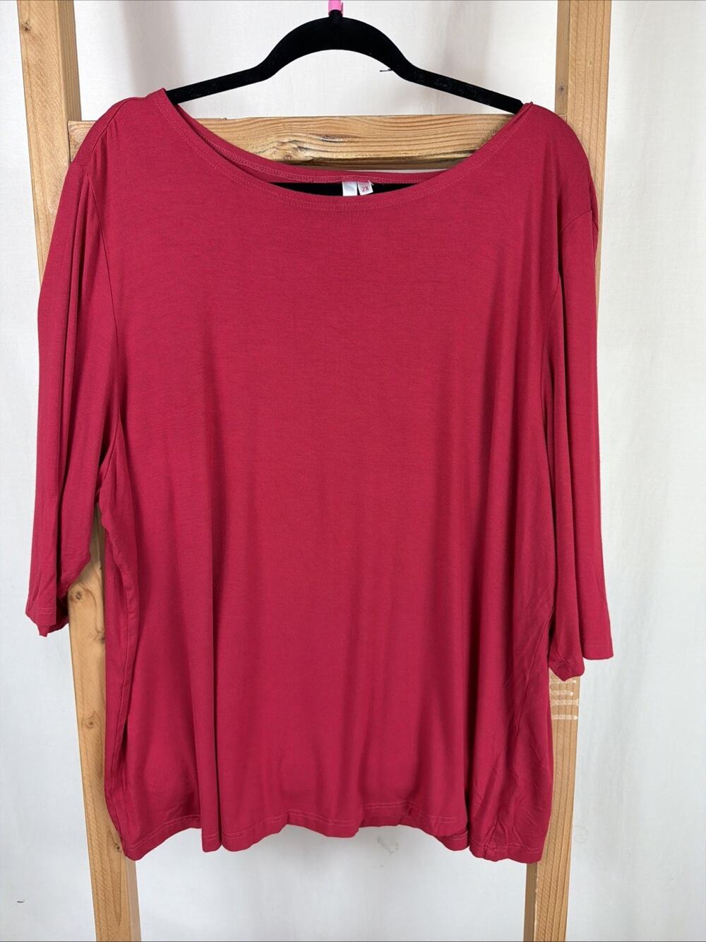 NWT Kleen Red Scoop Neck 3/4 Sleeve Top #1150 2X